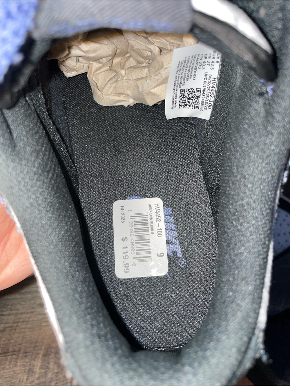 Nike Dunk Low Retro SE Black & Navy Denim BRAND NEW NEVER WORN - Picture 7 of 7